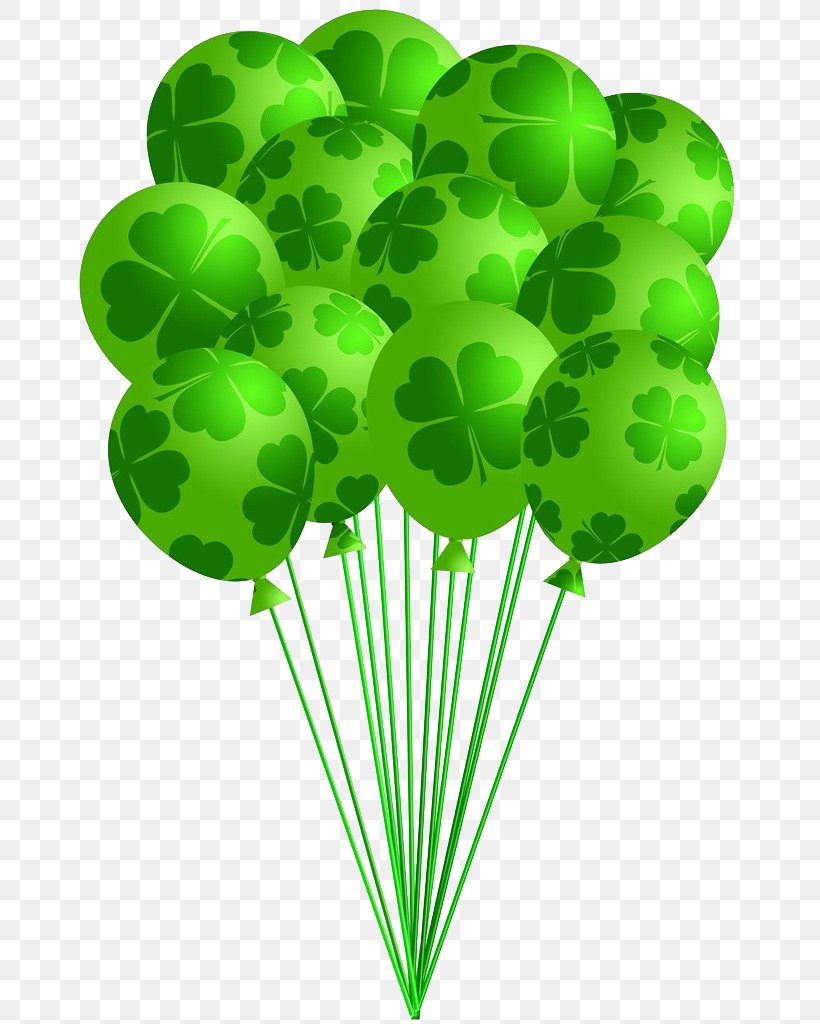Saint Patrick's Day Shamrock Balloon Clip Art, PNG, 682x1024px, Saint Patrick S Day, Balloon, Flowering Plant, Fourleaf Clover, Grass Download Free