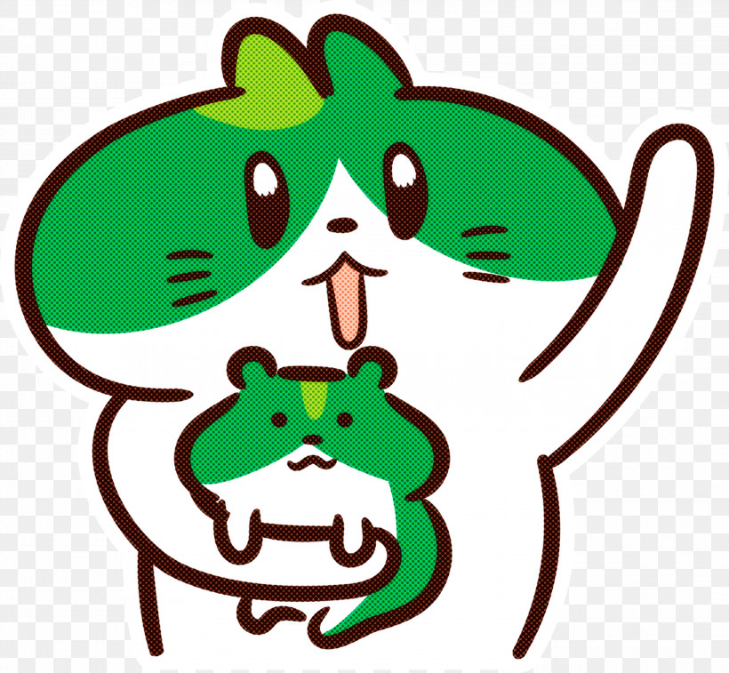 Cartoon Leaf Green Headgear Text, PNG, 2999x2772px, Cat Cartoon, Biology, Cartoon, Cute Cat, Green Download Free