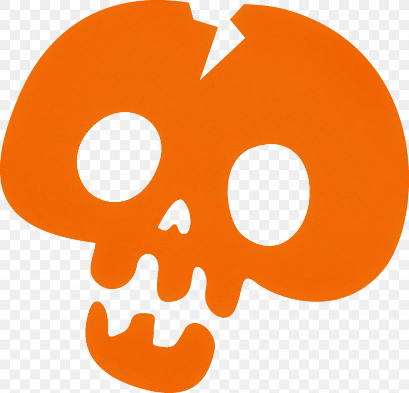 Skull Halloween, PNG, 1024x984px, Skull, Bone, Halloween, Logo, Orange Download Free