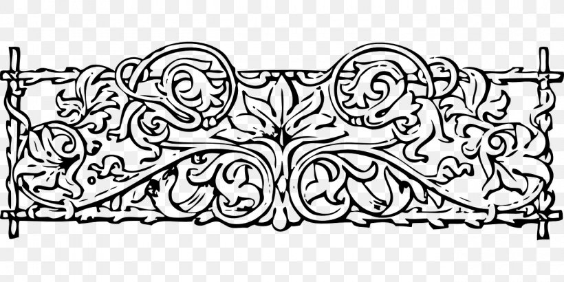 Vine Ornament Flower Clip Art, PNG, 1280x640px, Vine, Area, Art, Black And White, Drawing Download Free