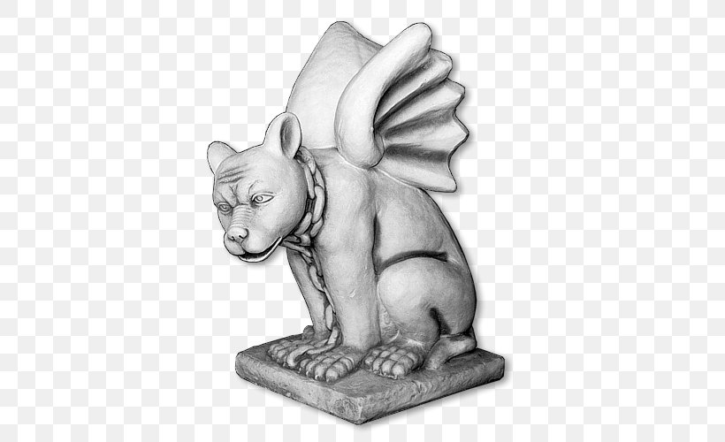 Stone Carving Gargoyle Classical Sculpture Figurine Canidae, PNG, 500x500px, Stone Carving, Art, Artwork, Black And White, Canidae Download Free