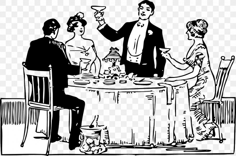 Dinner Party Buffet Clip Art, PNG, 1280x845px, Dinner, Art, Black And White, Buffet, Cartoon Download Free