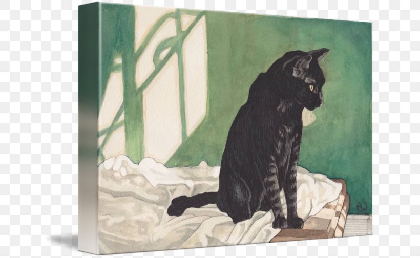 Black Cat Kitten Whiskers Painting, PNG, 650x504px, Black Cat, Art, Canvas, Carnivoran, Cat Download Free