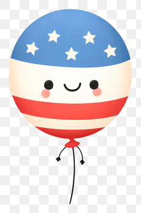 4th Of July Balloon - Patriotic Balloon With Stars And Stripes PNG