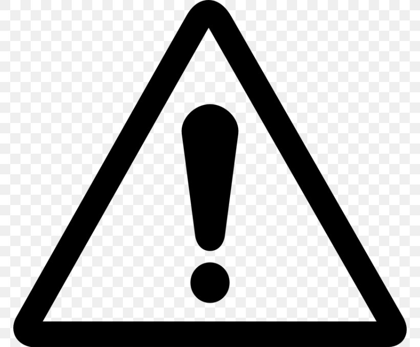 Exclamation Mark Warning Sign Punctuation Interjection, PNG, 768x677px, Exclamation Mark, Advarselstrekant, Area, Black And White, Full Stop Download Free