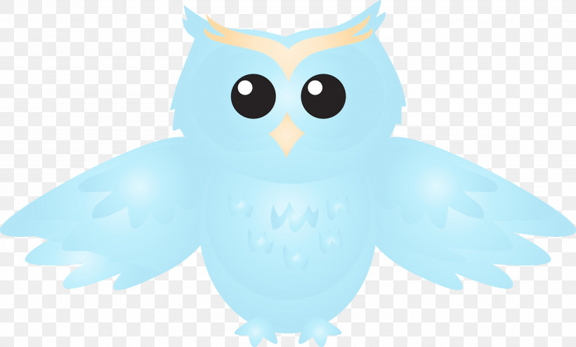 Owl Bird White Blue Bird Of Prey, PNG, 3000x1812px, Watercolor Owl, Aqua, Beak, Bird, Bird Of Prey Download Free