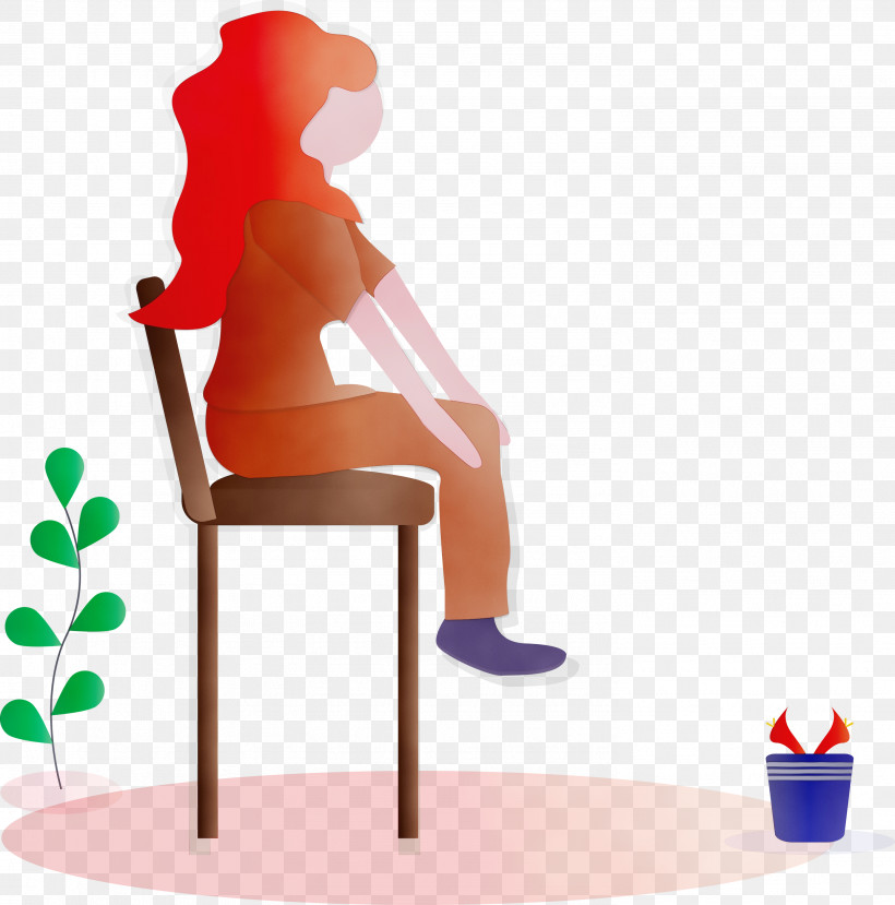 Cartoon Sitting Furniture Table, PNG, 2966x3000px, Modern Girl, Cartoon, Furniture, Paint, Sitting Download Free