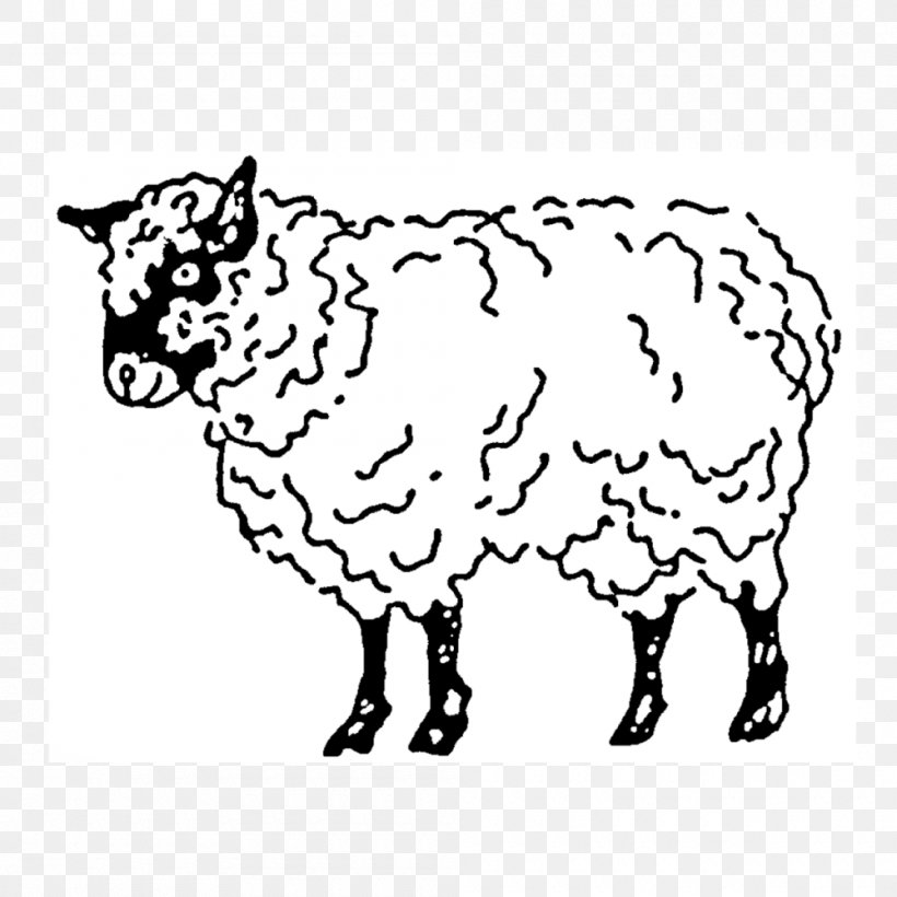 Sheep Cattle Ox Pack Animal Clip Art, PNG, 1000x1000px, Sheep, Animal Figure, Area, Black And White, Cattle Download Free