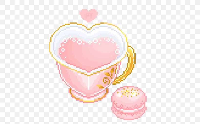 Tea Pixel Art Kavaii, PNG, 540x508px, Watercolor, Cartoon, Flower, Frame, Heart Download Free