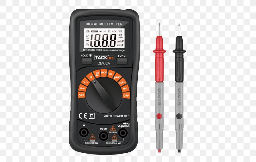 Digital Multimeter Electric Potential Difference Ammeter Range Finders, PNG, 520x520px, Multimeter, Alternating Current, Ammeter, Current Clamp, Digital Multimeter Download Free