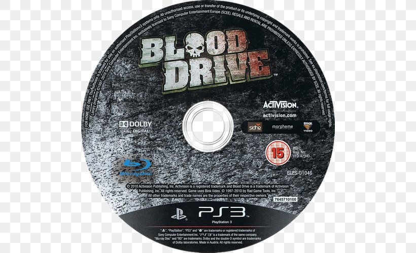 Blood Drive PlayStation 3 Activision Video Game PAL Region, PNG, 500x500px, Blood Drive, Activision, Activision Blizzard, Brand, Compact Disc Download Free