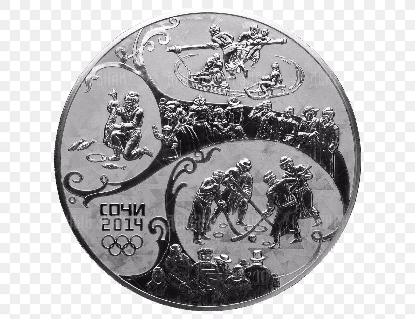 2014 Winter Olympics Sochi Silver Coin Sberbank Of Russia, PNG, 630x630px, 2014 Winter Olympics, Black And White, Central Bank Of Russia, Coin, Commemorative Coin Download Free