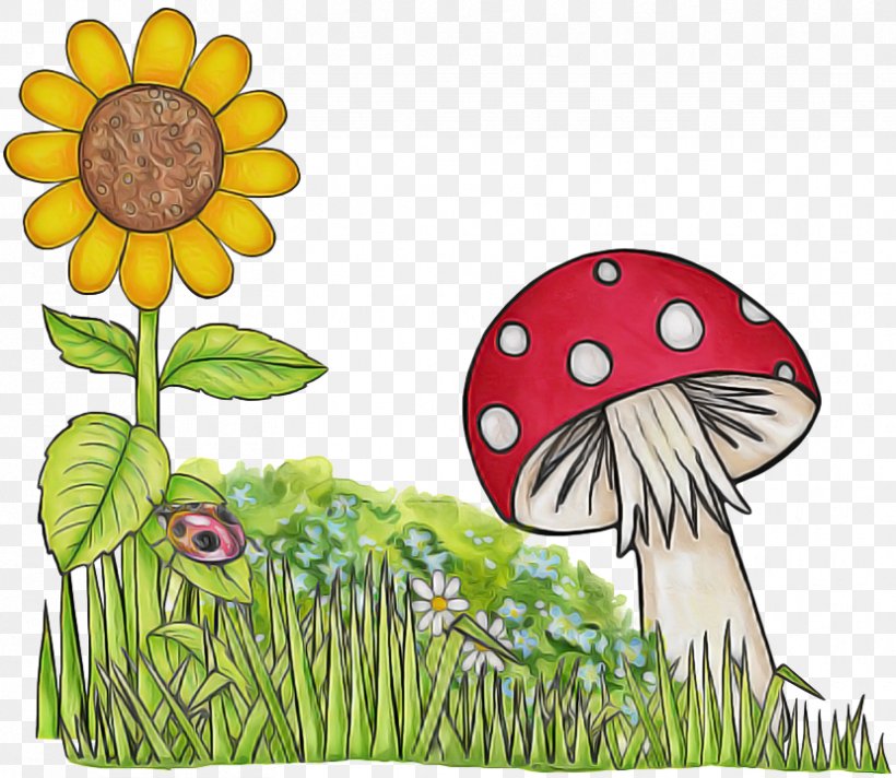 Clip Art Mushroom Cartoon Plant Grass, PNG, 829x720px, Mushroom, Cartoon, Flower, Grass, Grass Family Download Free