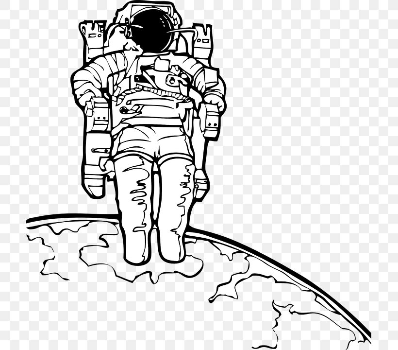 Astronaut Coloring Book Outer Space Drawing Space Suit, PNG, 711x720px, Astronaut, Area, Arm, Artwork, Black Download Free