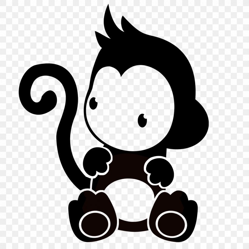 Logo Monkey Clip Art, PNG, 1200x1200px, Logo, Animal, Artwork, Black, Black And White Download Free