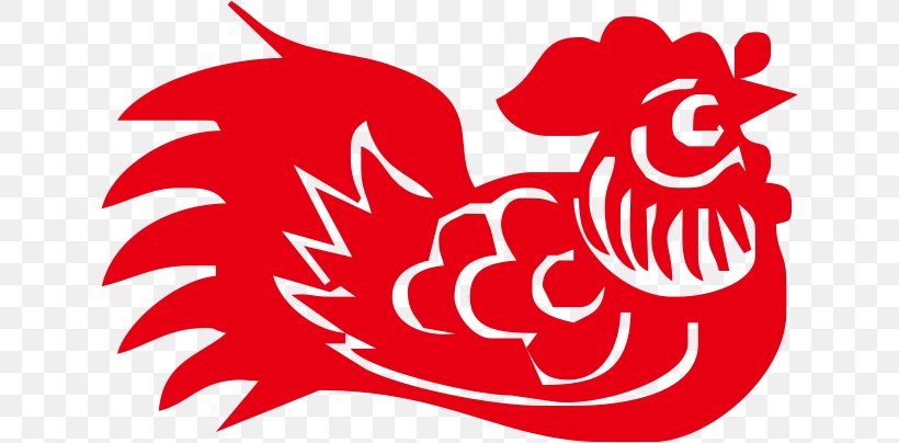 Rooster Papercutting Chinese Paper Cutting Chinese New Year Chicken, PNG, 636x404px, Watercolor, Cartoon, Flower, Frame, Heart Download Free