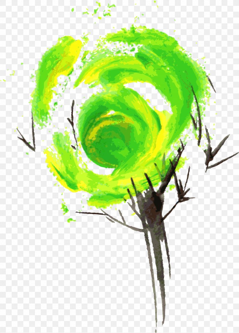 Creative Watercolor Watercolor Painting Green, PNG, 1001x1393px, Creative Watercolor, Flower, Green, Leaf, Logo Download Free