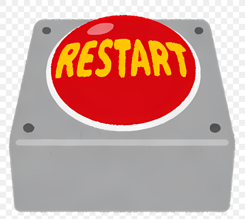 Restart button red restart button with yellow text png 1600x1428px