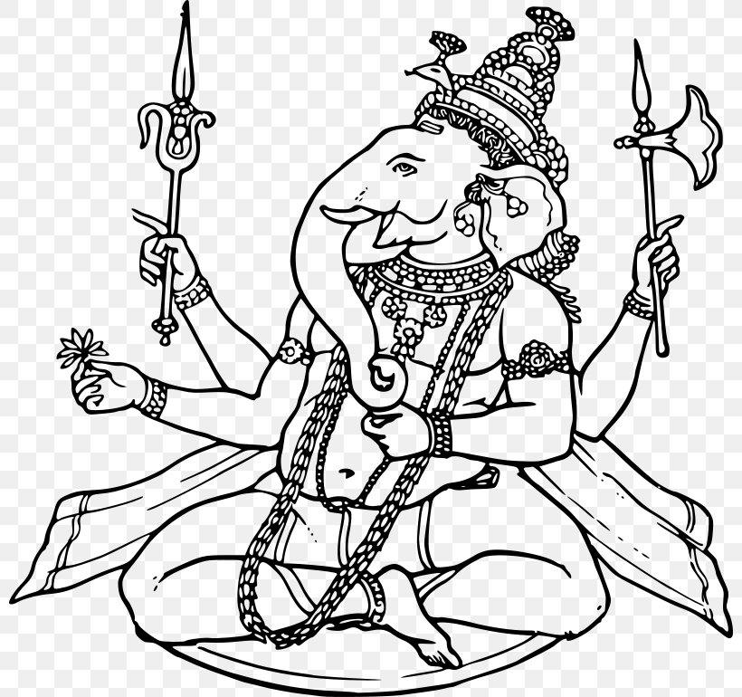 Ganesha Mahadeva Lakshmi Hinduism Rama, PNG, 800x770px, Ganesha, Art, Black And White, Buddhism, Deity Download Free