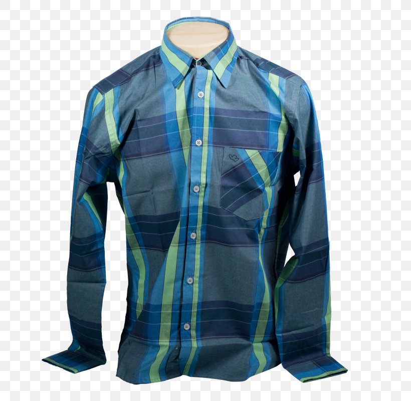 Long-sleeved T-shirt Dress Shirt Tartan, PNG, 800x800px, Tshirt, Blue, Button, Dress Shirt, Electric Blue Download Free