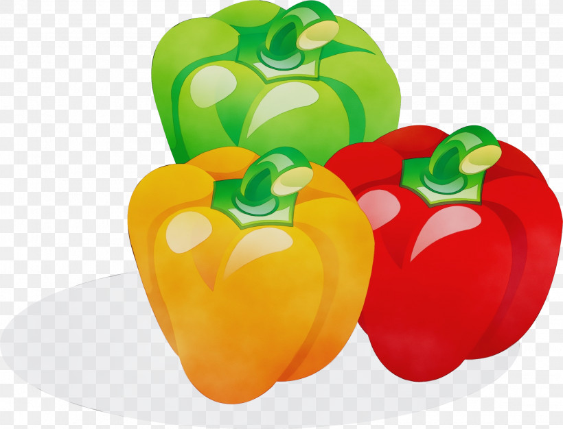 Bell Pepper Yellow Pepper Chili Pepper Capsicum Pimiento, PNG, 2314x1767px, Watercolor, Bell Pepper, Black Pepper, Capsicum, Chili Pepper Download Free