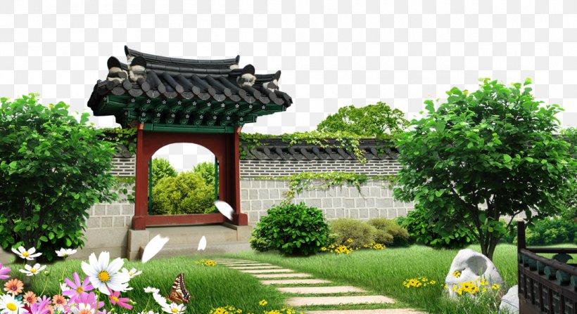 South Korea Hanbok Map Download, PNG, 1100x600px, Garden, Backyard, Courtyard, Flower, Grass Download Free