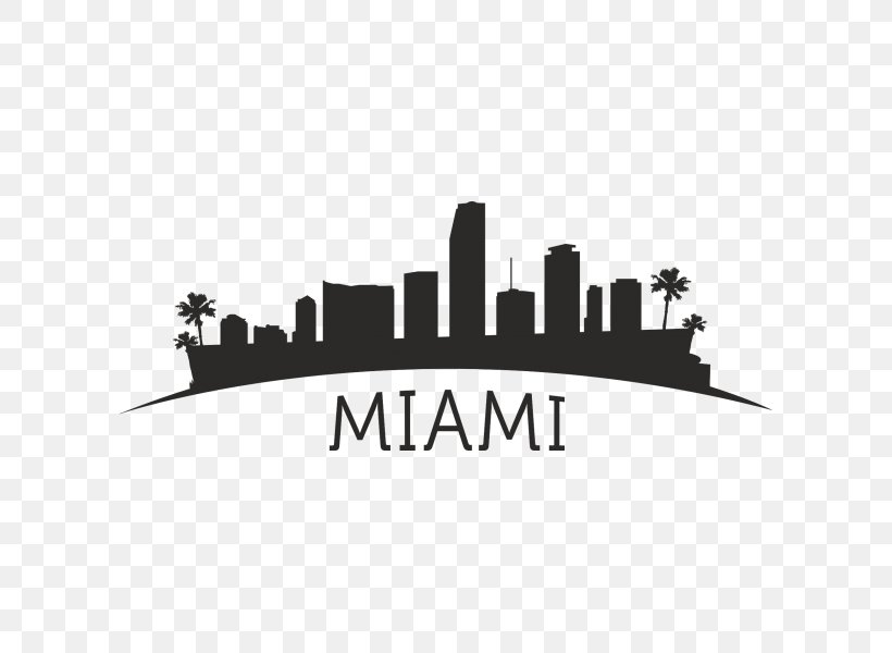 Miami Skyline Silhouette Vexel Clip Art, PNG, 600x600px, Miami, Black And White, Brand, Drawing, Line Art Download Free