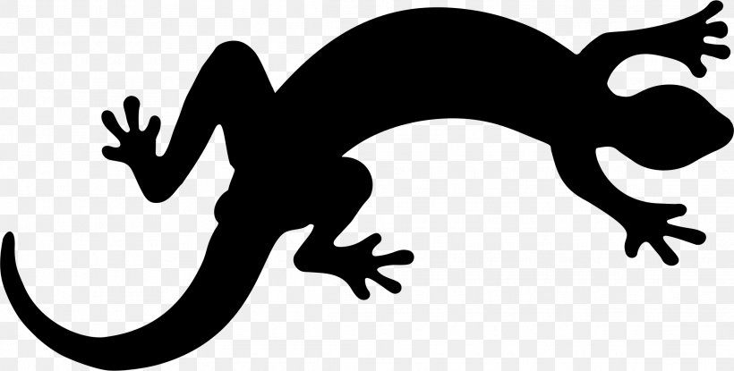 Lizard Reptile Salamander Silhouette Clip Art, PNG, 2278x1154px, Lizard, Amphibian, Autocad Dxf, Black And White, Common Leopard Gecko Download Free