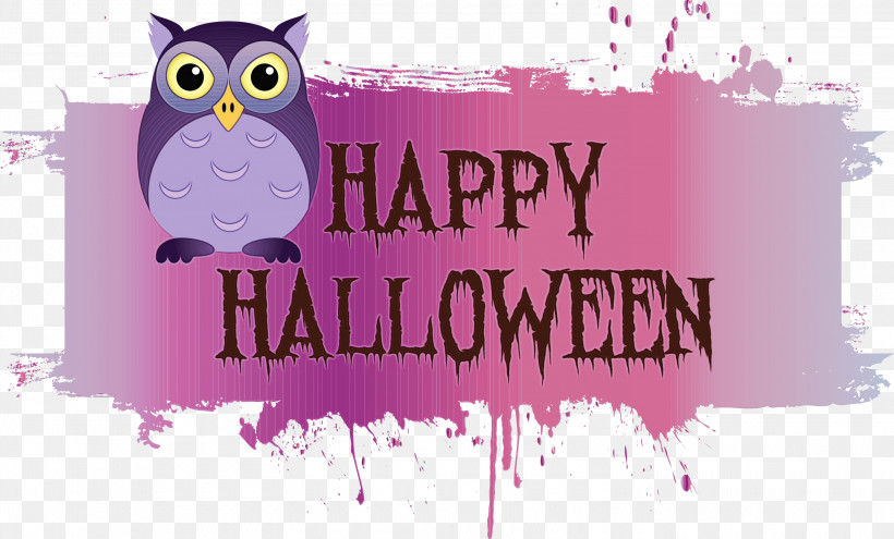 Birds Logo Font Poster Owl M, PNG, 3000x1811px, Happy Halloween, Biology, Bird Of Prey, Birds, Cartoon Download Free