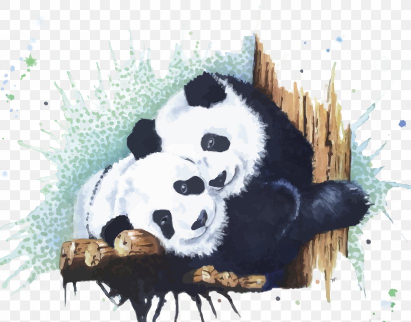 Giant Panda Watercolor Painting Euclidean Vector, PNG, 1500x1177px, Giant Panda, Animation, Art, Bear, Carnivoran Download Free