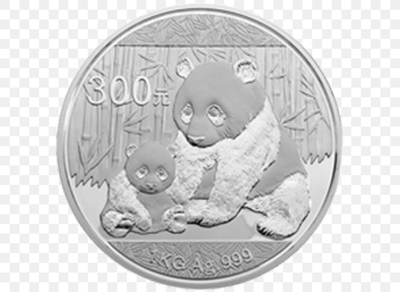 Coin Giant Panda Silver Bear Gold, PNG, 600x600px, Coin, Bear, Black And White, Carnivoran, Chinese Silver Panda Download Free