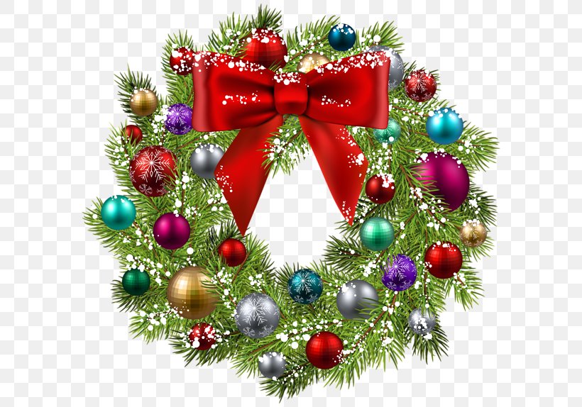 Christmas Ornament Wreath Santa Claus Clip Art, PNG, 600x574px, Christmas, Advent Wreath, Christmas Decoration, Christmas Ornament, Conifer Download Free