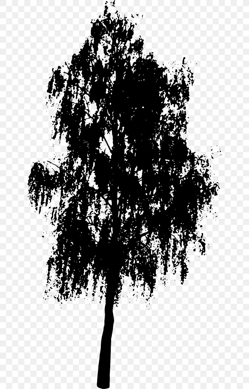 Tree Silhouette Clip Art, PNG, 640x1280px, Tree, Art, Black And White, Branch, Drawing Download Free