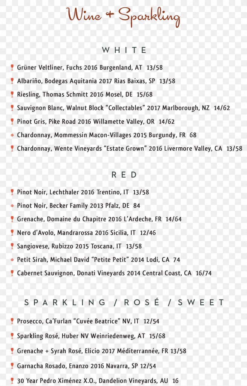 restaurant wine list
