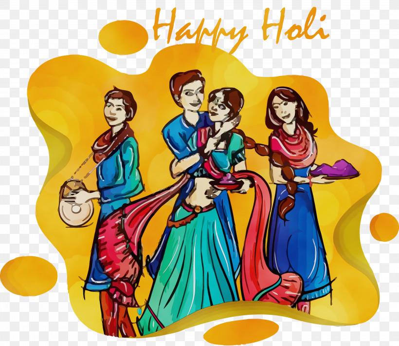 Cartoon Nativity Scene, PNG, 3000x2598px, Happy Holi, Cartoon, Colorful, Festival, Holi Download Free