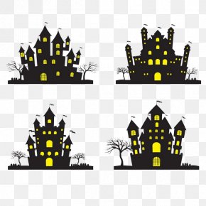 Halloween - House Silhouette Clip Art PNG