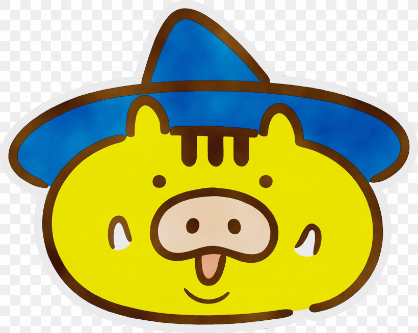 Cartoon Yellow Smiley Snout Headgear, PNG, 2999x2392px, Booo, Cartoon, Happy Halloween, Headgear, Paint Download Free