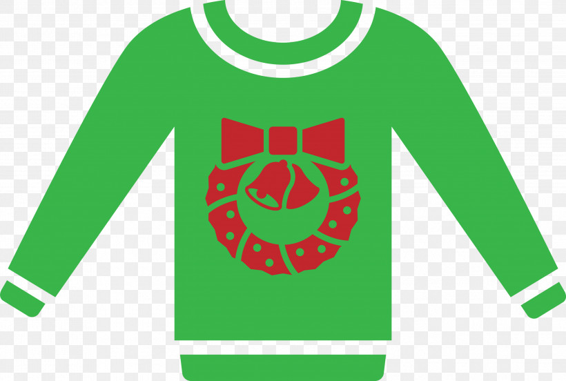 Christmas Sweater, PNG, 2999x2022px, Christmas Sweater, Clothing, Green, Longsleeved Tshirt, Outerwear Download Free