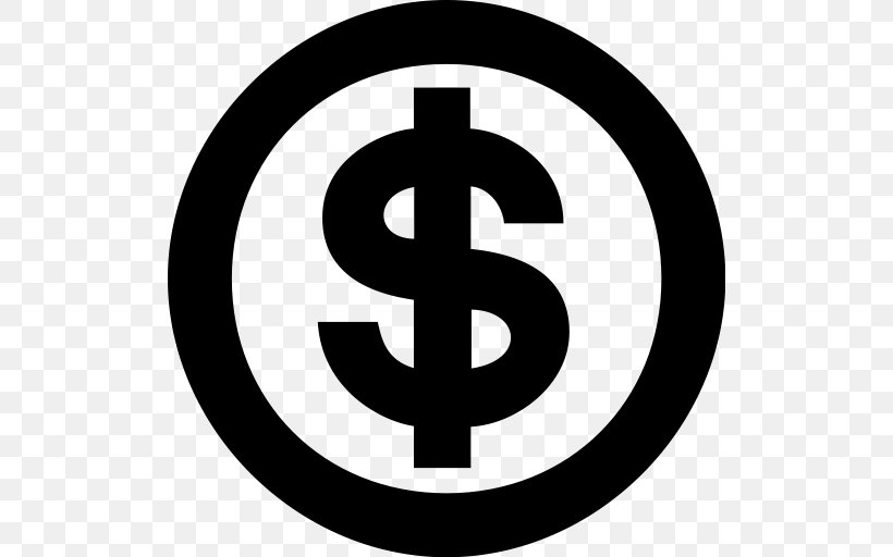 Currency Symbol Money Dollar Sign, PNG, 512x512px, Currency Symbol, Area, Black And White, Brand, Cheque Download Free