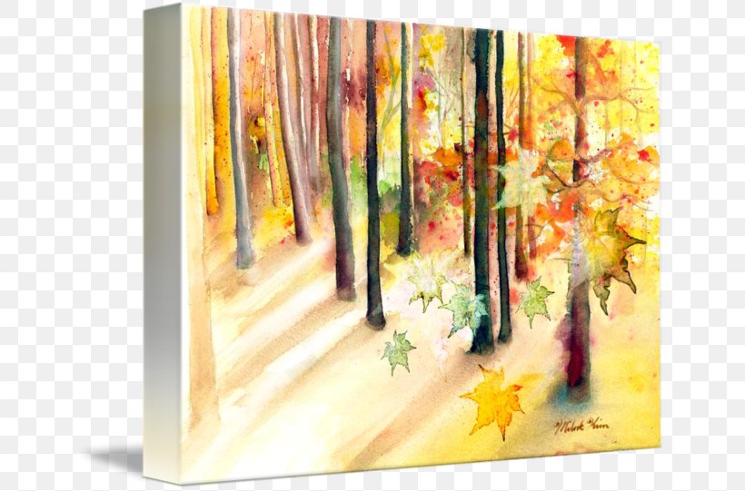 Watercolor Painting Art Gallery Wrap Tree, PNG, 650x541px, Watercolor Painting, Acrylic Paint, Art, Autumn, Canvas Download Free