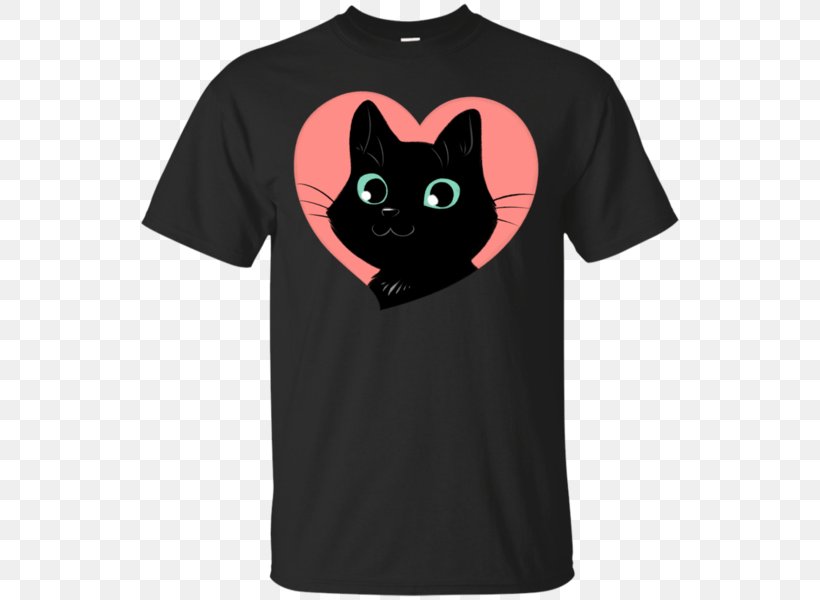 T-shirt Hoodie Top Clothing, PNG, 600x600px, Tshirt, Active Shirt, Black, Black Cat, Carnivoran Download Free