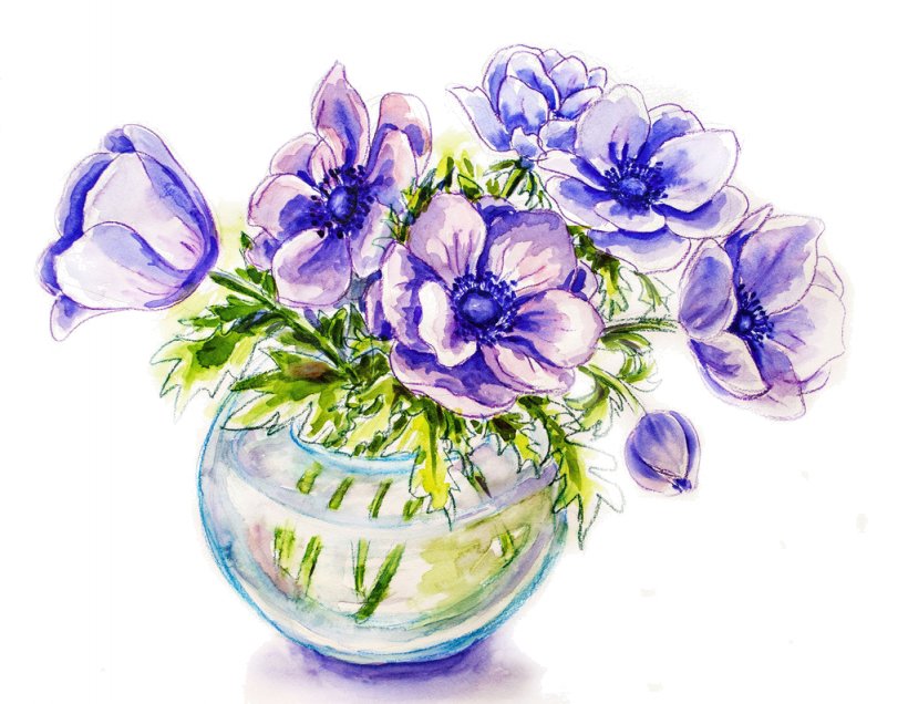 Watercolor Painting Stock Photography, PNG, 1024x795px, Watercolor Painting, Anemone, Cobalt Blue, Floral Design, Flower Download Free