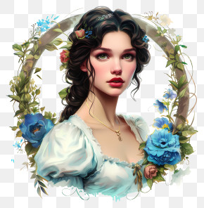 Disney Princess - Portrait Of Woman In Floral Border PNG