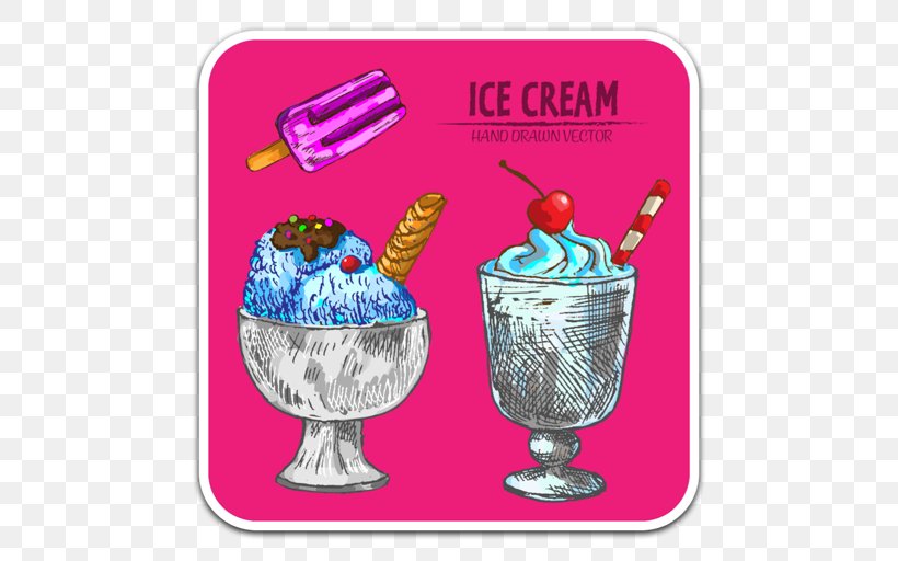 Ice Cream Cones Sundae Vector Graphics Image, PNG, 512x512px, Ice Cream, Dairy Product, Dessert, Drawing, Drinkware Download Free