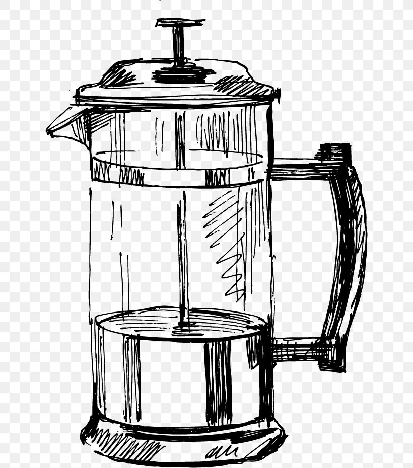 Coffeemaker Kitchen Kettle Drawing, PNG, 640x930px, Coffeemaker, Black And White, Cookware Accessory, Cookware And Bakeware, Cup Download Free