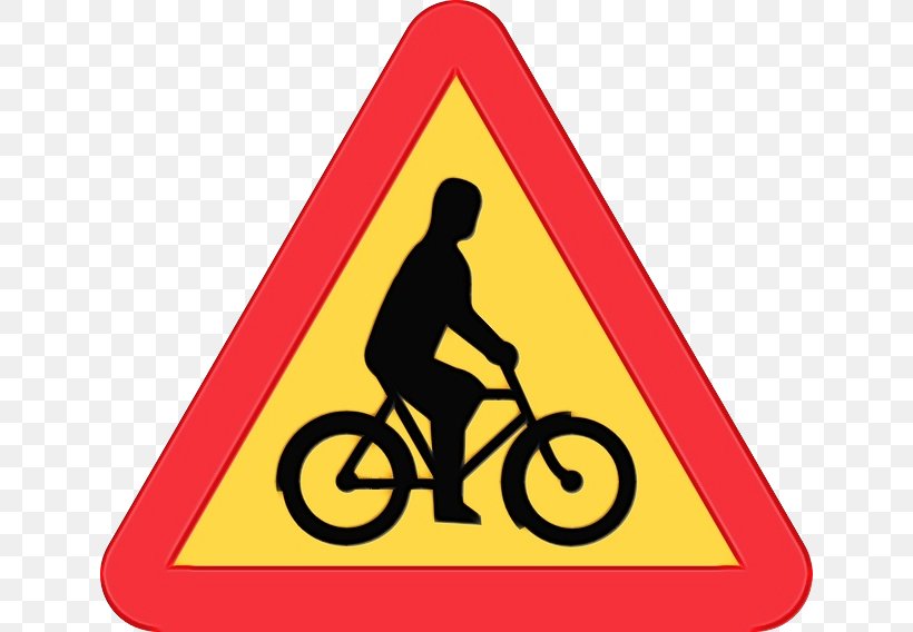 Cycling Traffic Sign Sign Signage Bicycle, PNG, 640x568px, Watercolor, Bicycle, Cycling, Paint, Recreation Download Free
