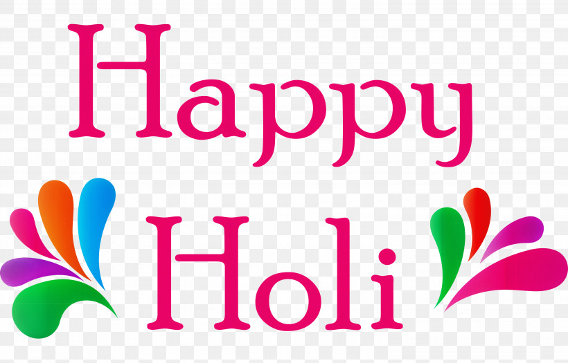 Happy Holi, PNG, 3000x1923px, Happy Holi, Line, Logo, Magenta, Pink Download Free