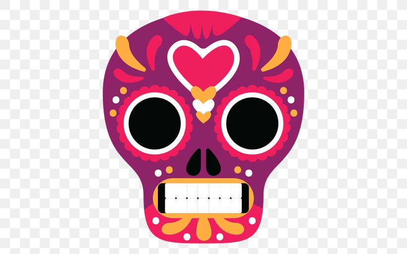 Mexico Calavera Skull Skeleton Day Of The Dead, PNG, 512x512px, Mexico, Bone, Calavera, Day Of The Dead, Magenta Download Free