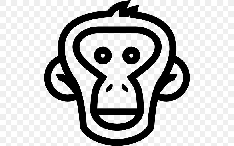 Monkey Ape Chimpanzee Clip Art, PNG, 512x512px, Monkey, Ape, Black And White, Chimpanzee, Face Download Free