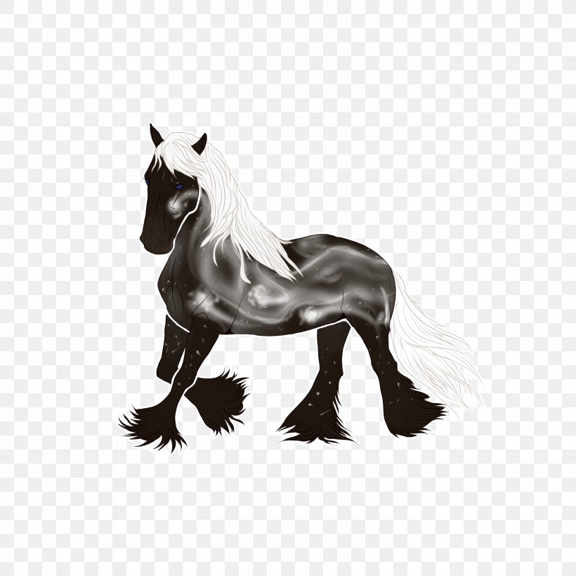 Mustang Stallion Black & White, PNG, 3000x3000px, Mustang, Animal Figure, Black White M, Blackandwhite, Character Download Free